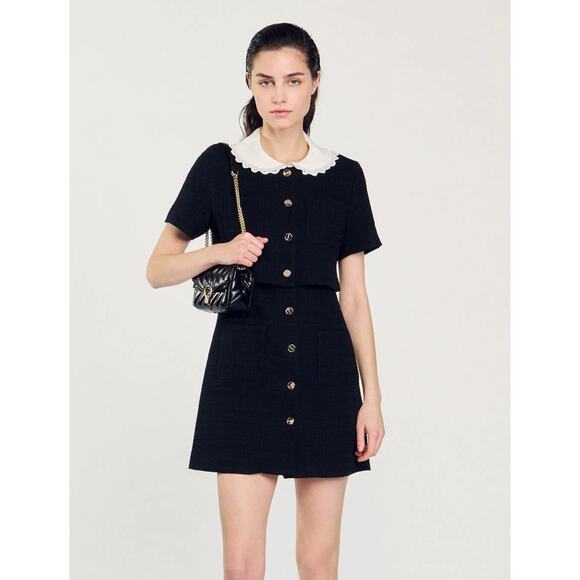 Sandro Faustine Tweed A-Line Mini Dress size US 4 - Picture 1 of 7